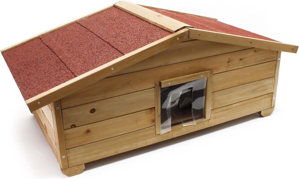 SNJY® Kattenhuis voor Buiten - Kattenhok - Kattenbak - Dierenhuis - XXL - 52D x 99B x 42H cm - Bruin