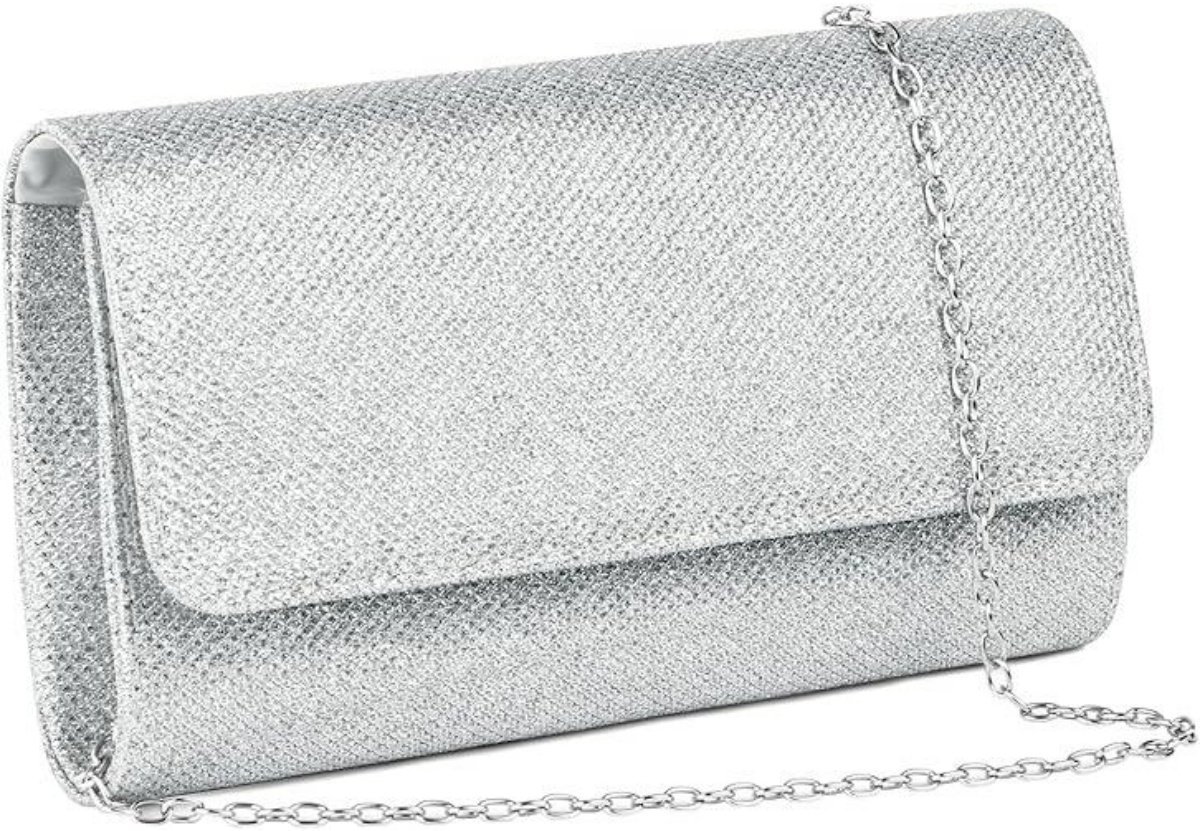 GELLDG Damesclutches - Glitzer Avondtas - Enveloppe Schoudertas met Ketting - 3-in-1 Design - 7.9x3.9x2inch - Geschikt voor Bruiloft Party Date en Vrije Tijd - Stoffen Materiaal - Perfecte Cadeauoptie