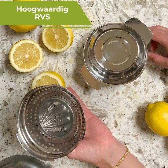 HI NATURE™ Robuuste Kwaliteit Citroenpers - Limoenpers met Bakje 400ml - Handmatige Citruspers - Lemon squeezer - Citrusknijper - Fruitpers - Sinaasappelpers - Zilver van Merkloos — afbeelding 5