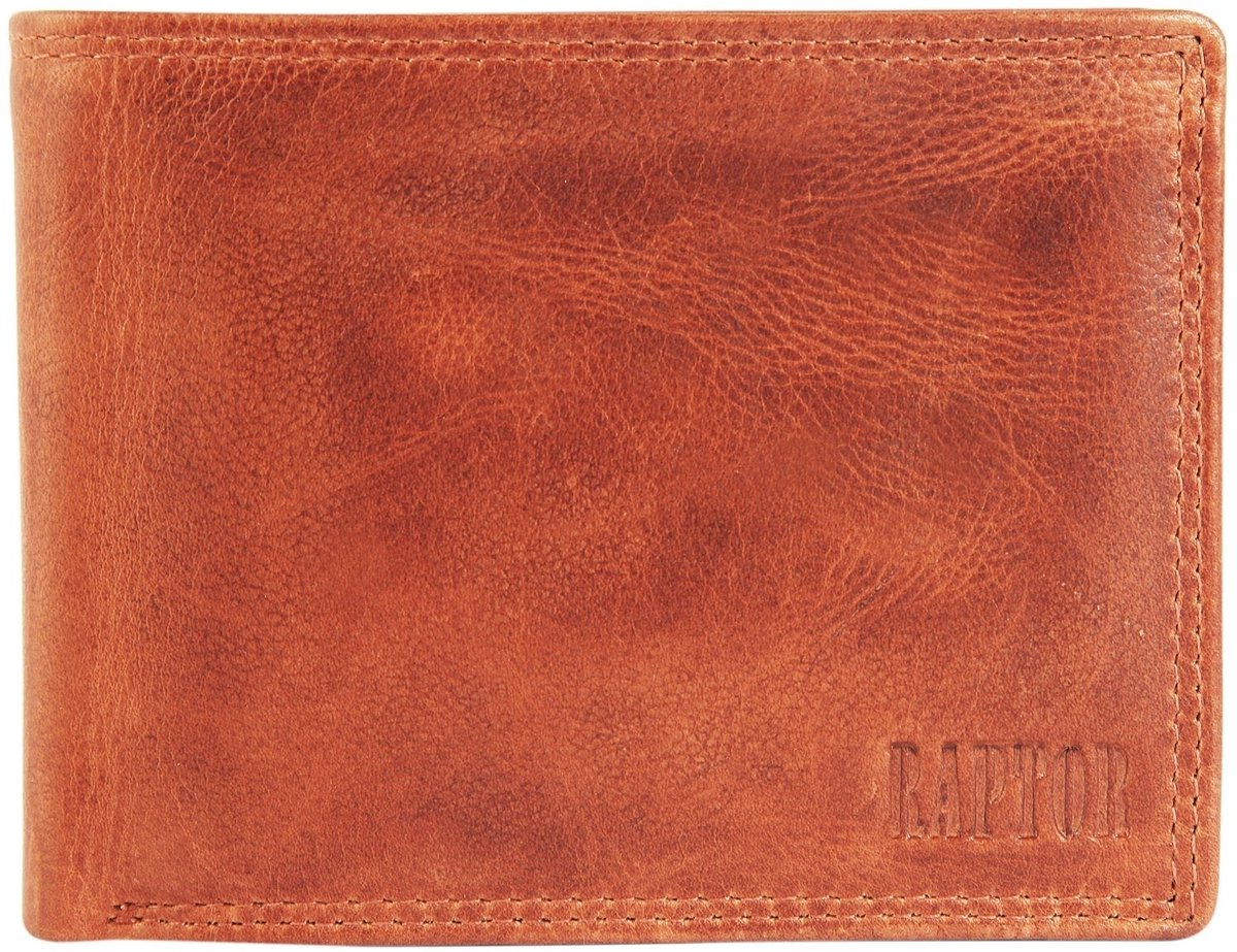 Raptor Herenportemonnee horizontaal echt leer RA40003 Herenportemonnee van echt leer. 12 x 9 cm.