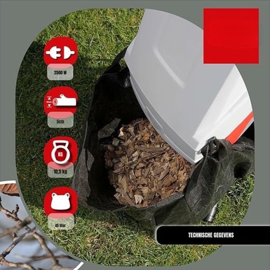 RONN® Hakselaar - Hakselaar Electrisch - Hakselaar Versnipperaar - Grijs/Rood - ‎46cm x 37cm x 91cm van Ronn — afbeelding 2