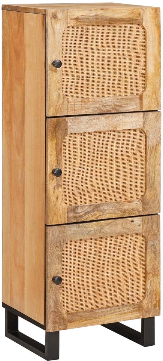 vidaXL - Highboard - met - opslag - Bruin - 90 - x - 33 - x - 75 - cm - Massief - Mango - Hout