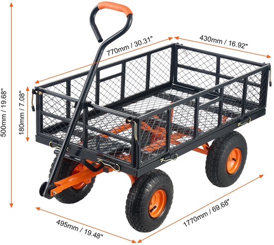 D&A Bolderkar - Kruiwagen - Bolderwagen - Tuinkar - Tuintrolley - Transport - Gereedschapswagen - 180 Kilogram laadvermogen van Merkloos — afbeelding 5