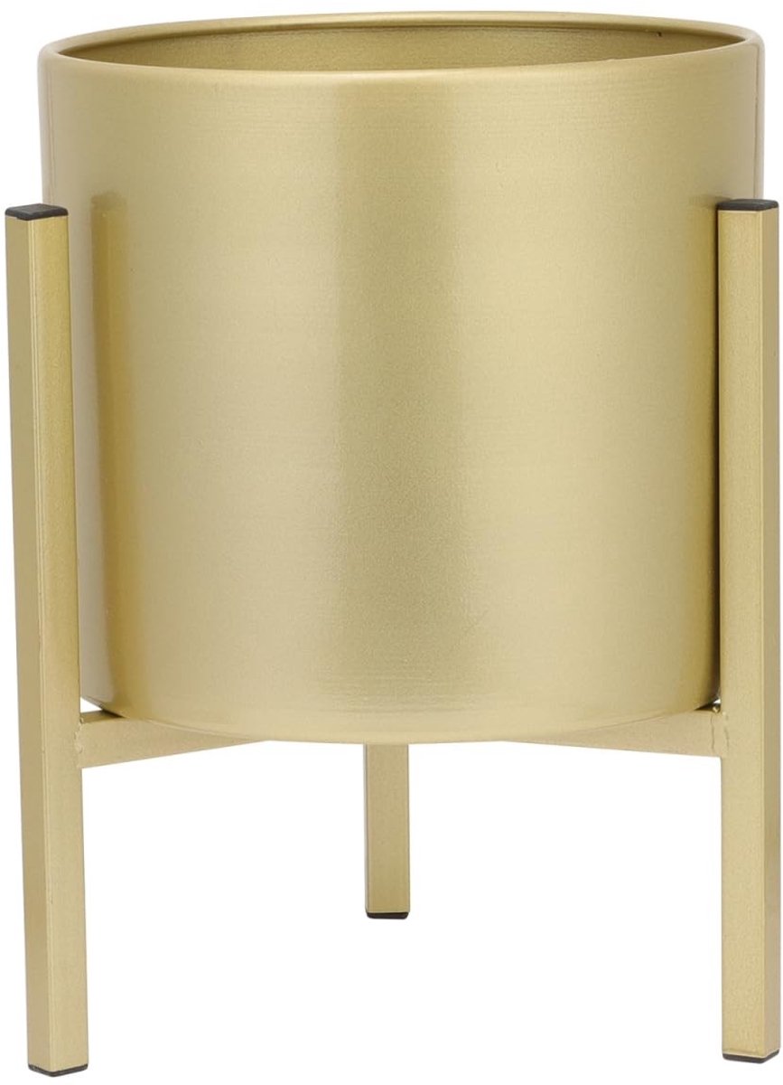 Hanabass Gouden 30cm metalen plantenpot met standaard - Rondige vloerpothos voor binnen en buiten