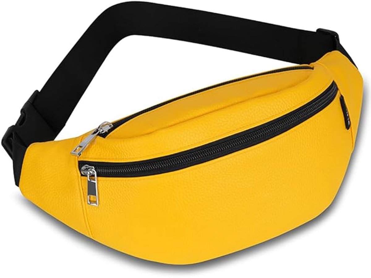 Running belt - flipbelt - hardloopriem telefoon - Hardloop riem - Ruime Opbergvakken voor Smartphone, Drinkfles of Powerbank - Reflectie Strip - 80 tot 120 cm - Geel - van Imperatoris