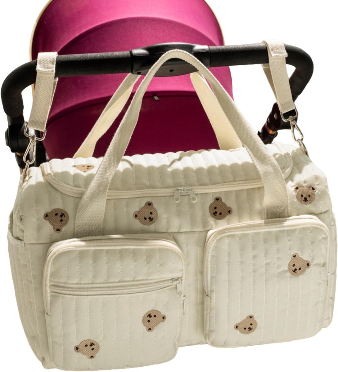 Luiertas - Baby tas - Organiseren van spullen - Charmant berenpatroon - 48 x 22 x 26 cm