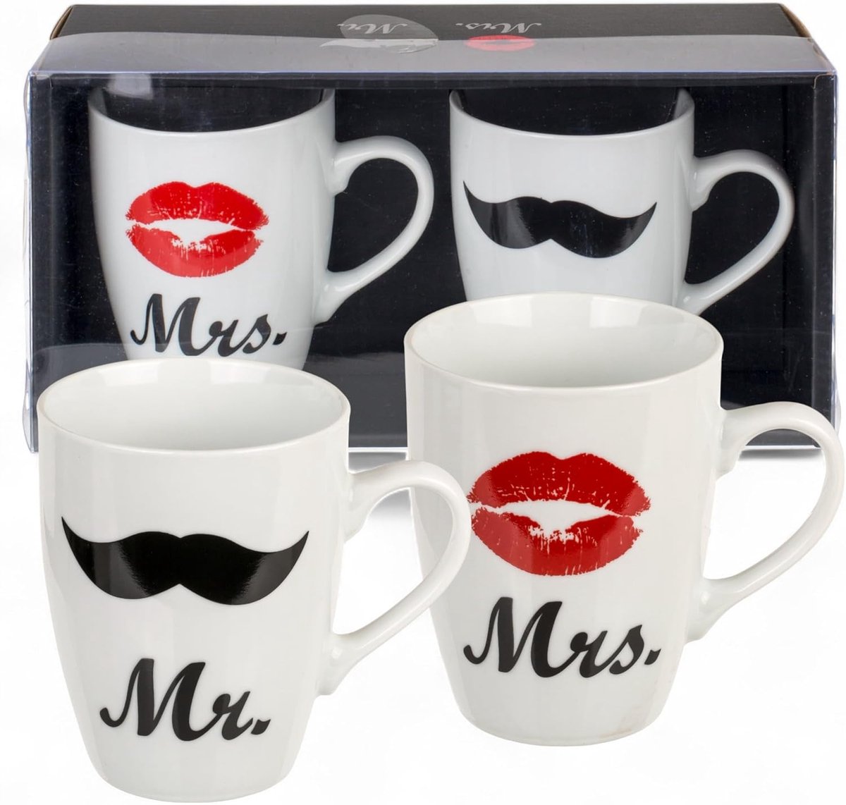 Koffiebeker Set - Set Mokken - Koppels Bruiloft - Modern Design - 300 ml