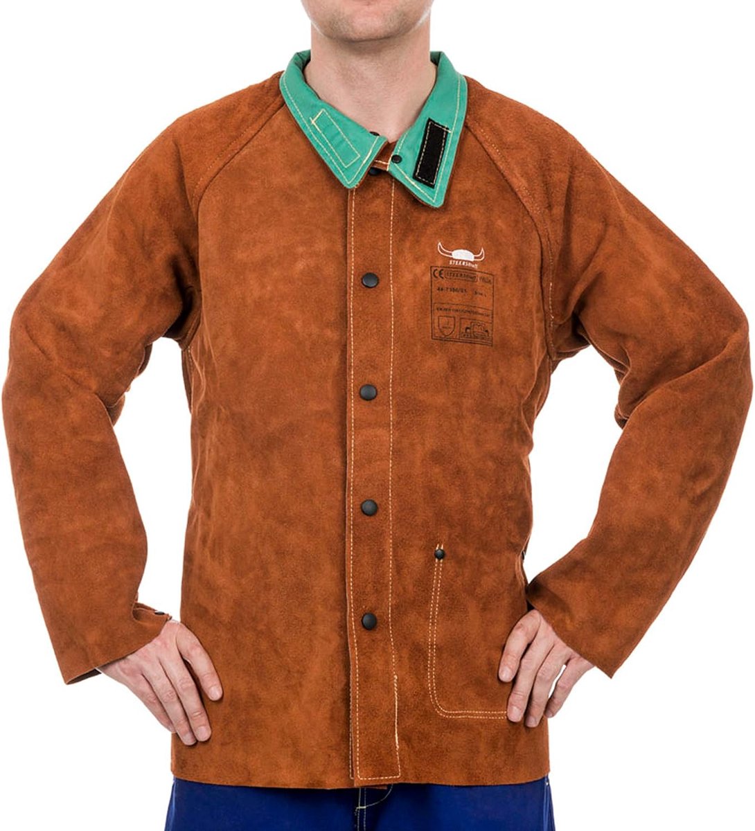 Lasjas Leder - Werkkleding - Veilig Werken - Hoge Kwaliteit - Maat L - Maron