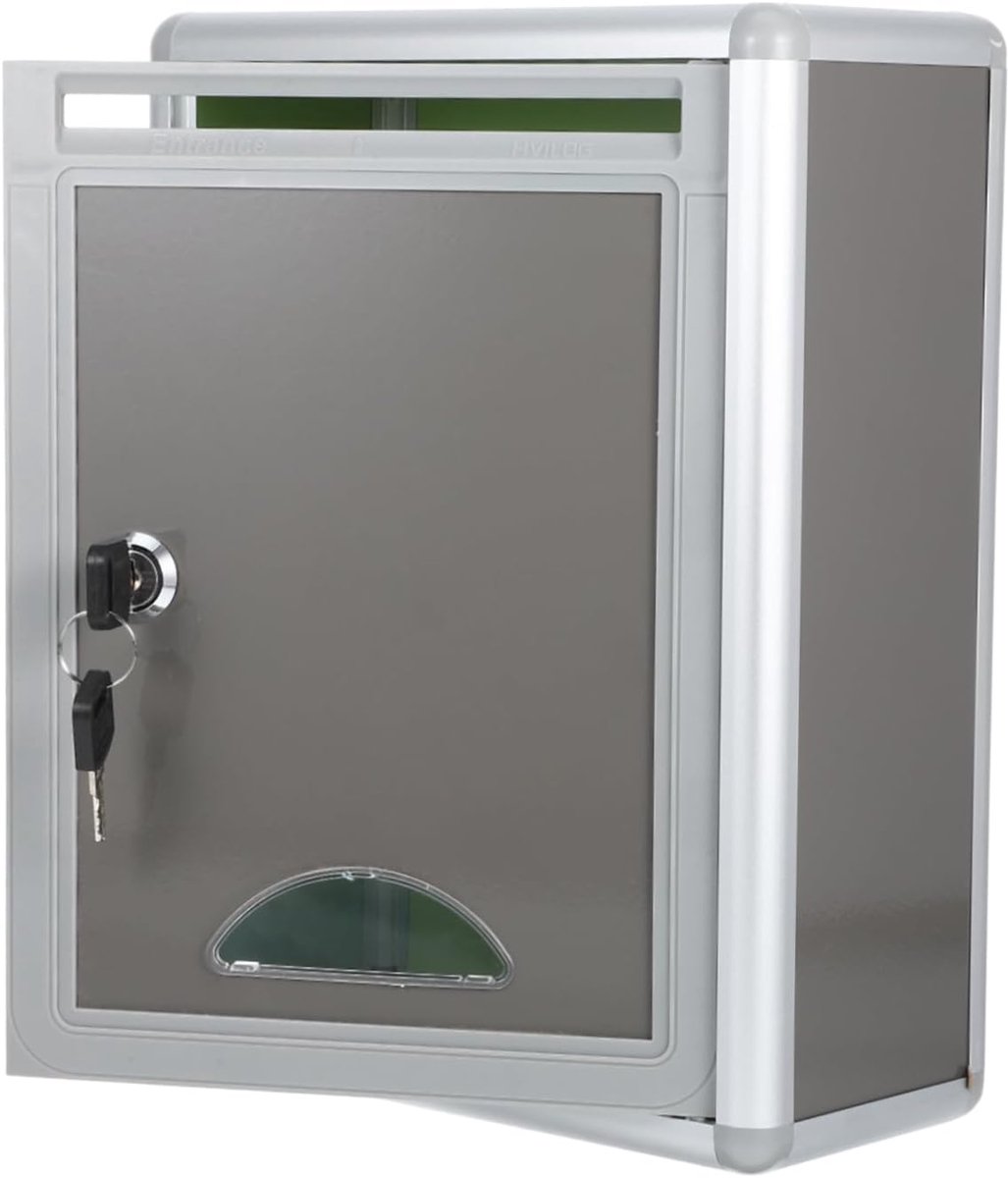 Kleine Klachtenbox - Suggestiebox Slot - Wandmontage Kantoor - Duurzaam Aluminium - 28.5 x 21.5 x 10.5cm - Grijs