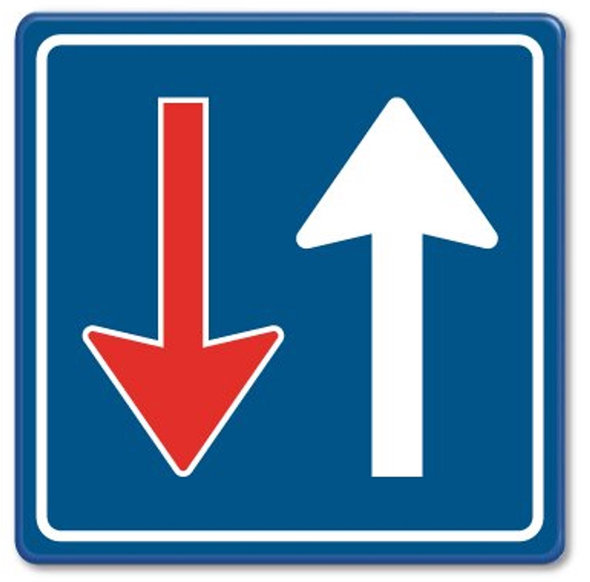 Verkeersbord Tegenliggers moeten wachten - F06 - Weerbestendig Aluminium - 60x60 cm (+€20) - Bevestiging: Zonder bevestiging (alleen het bord)