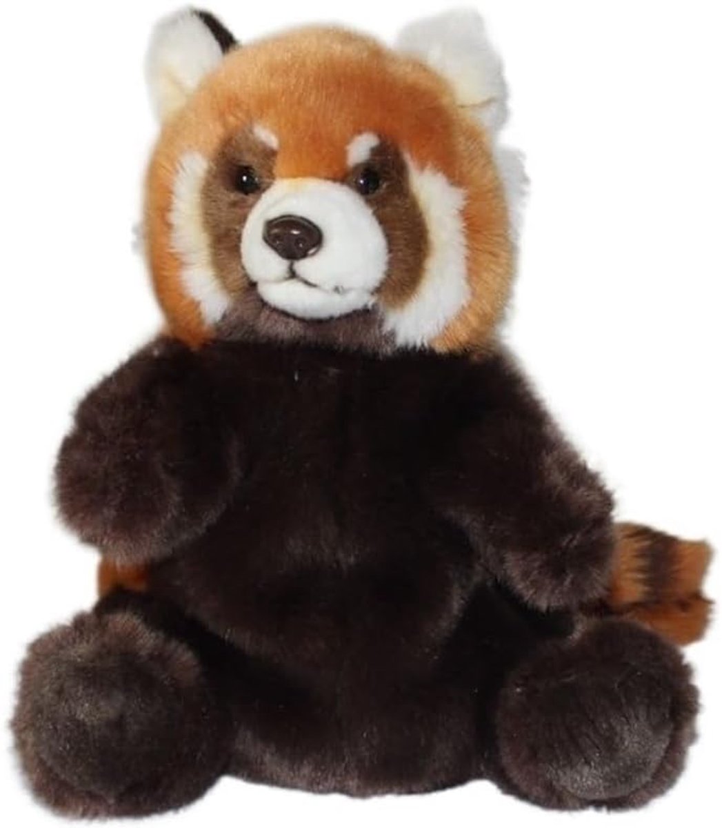 Rode Panda Handpop - Knuffel Buikspreken - Educatief Speelgoed - Zacht en Schattig - 24x20 cm - Bruin