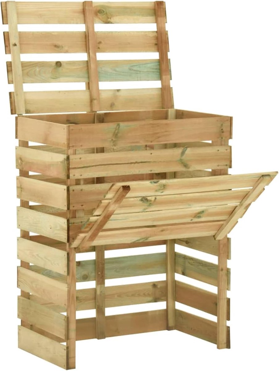 Tuincompostbak - Compostvat Hout - Afval Verwerken - Goede Luchtcirculatie - 80x50x100cm - Groen Geïmpregneerd