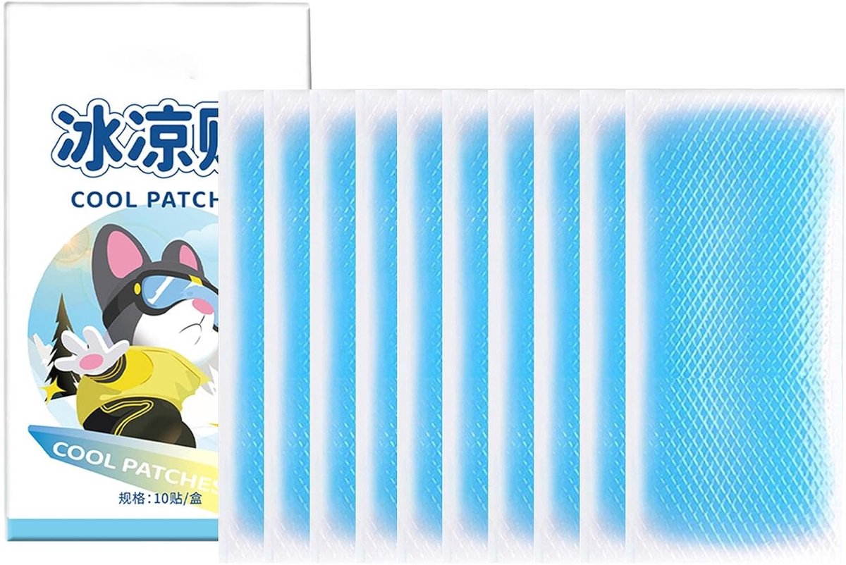 Koelgel Patches - Verkoelende Pads - Hitte Verlichten - Direct Fysiek Effect - 10 x 5.5 cm