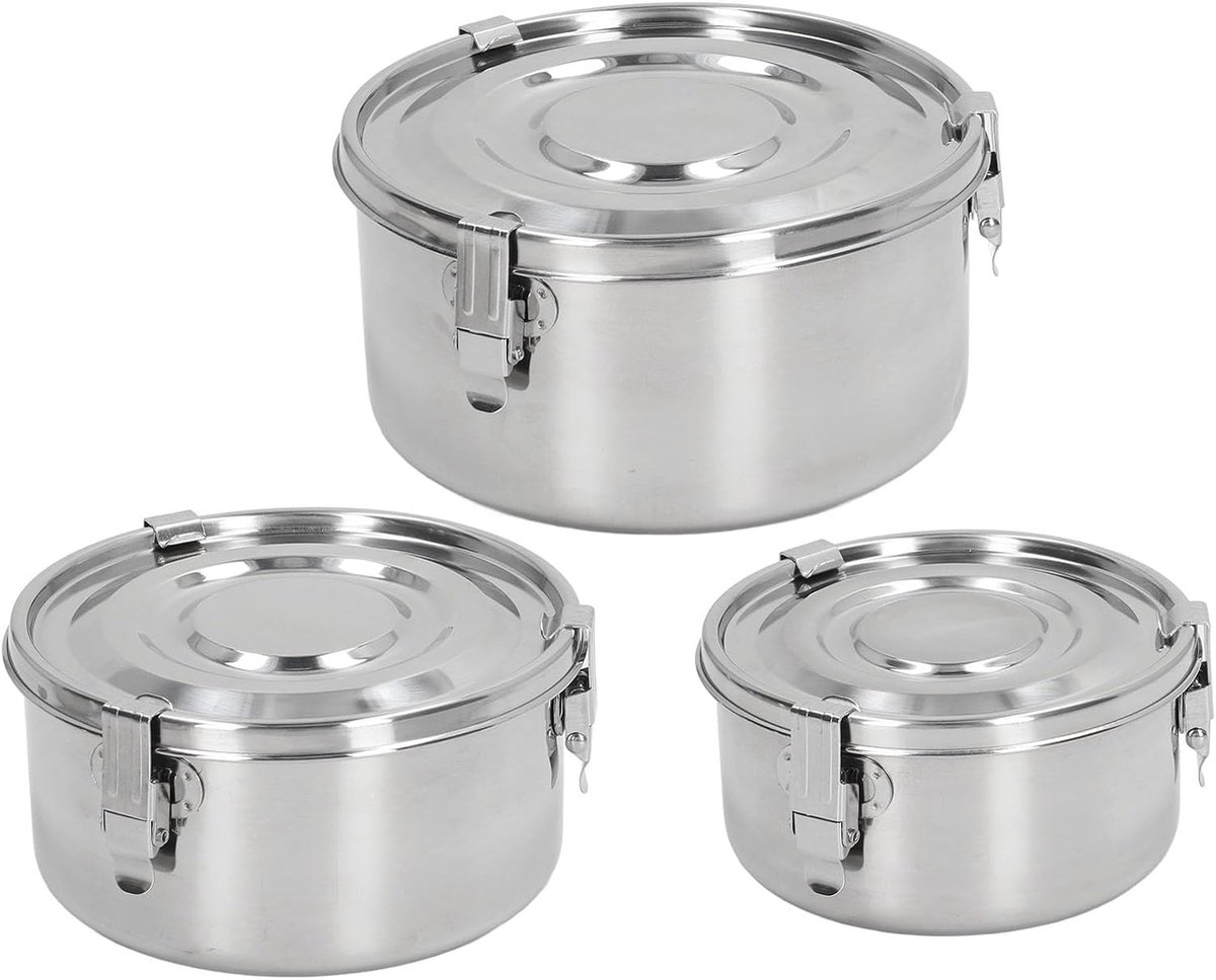 Lunchboxen RVS Set - Bento Boxen - Picknick en Werk - Stapelbaar en Lichtgewicht - 3 Maten