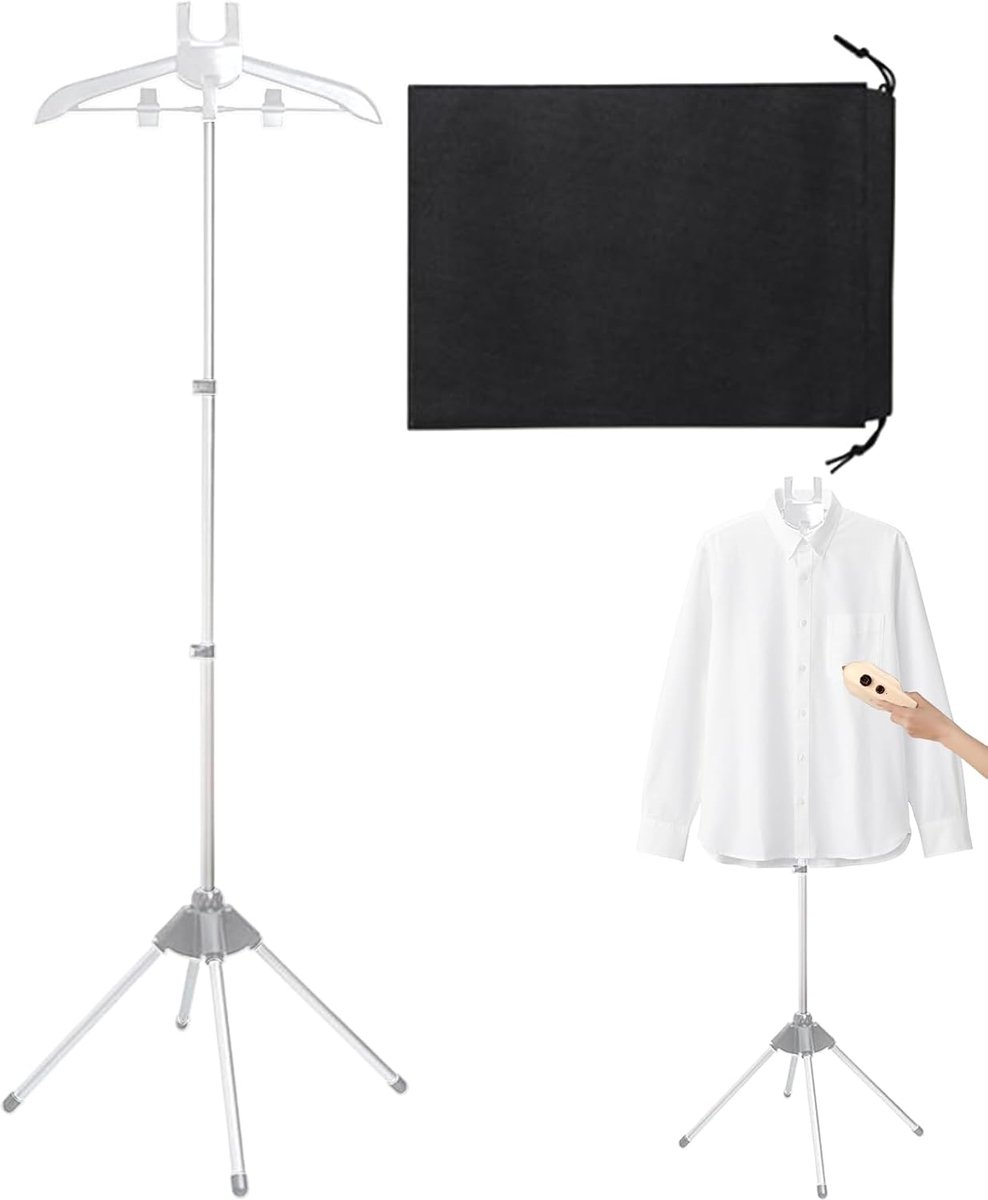 Stoomkleding Standaard - Kledingrek Stomer - Verticaal Strijken - Draaibare Aluminium Standaard - 160cm Hoog - Grijs