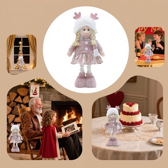 Stoffen Pop - Knuffelpop Decoratie - Kinderkamer Decor - Verstelbare Benen - 35-48 Cm Hoog - Meisje — afbeelding 2