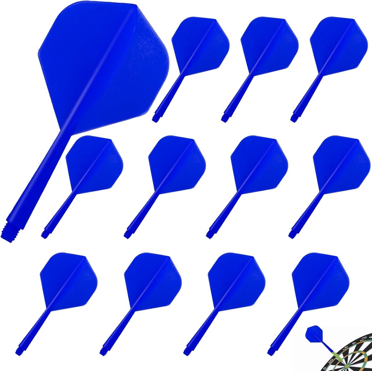 Dart Flights met schachten - Geïntegreerde flights - Dartspel verbeteren - Vast schacht systeem - 12 stuks - Marineblauw