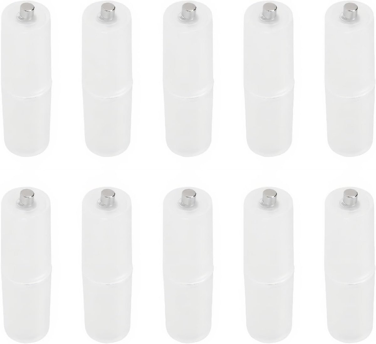 Batterij Adapters - AAA naar AA - Apparaat Gebruik - 10 Stuks Set - 5 x 1.4 cm - Transparant
