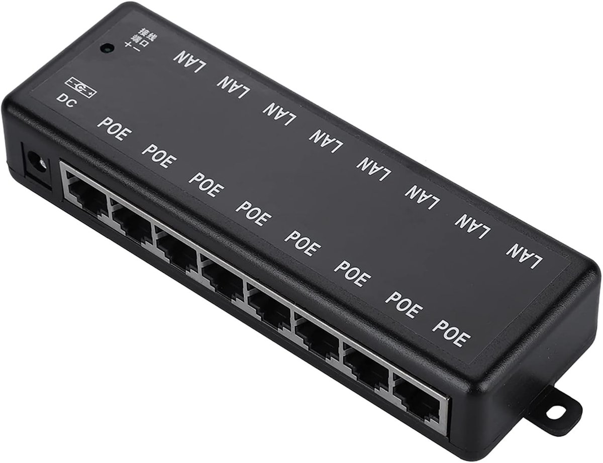 PoE Schakelaar - Gigabit Switch - Netwerk Uitbreiden - 8 Poorten - DC12V Naar 48V - Zwart
