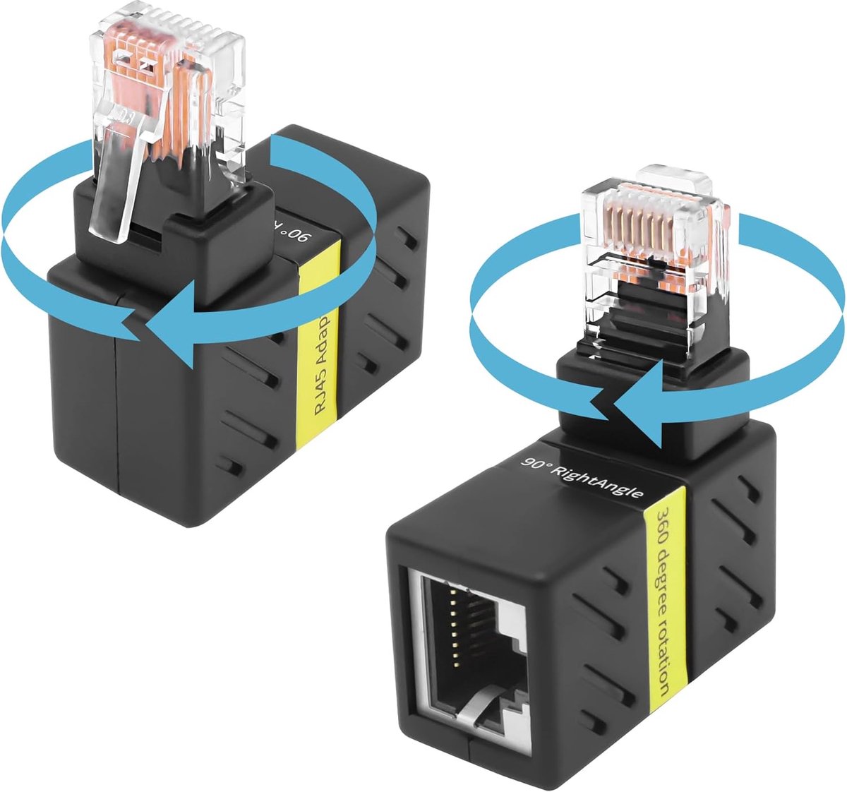 Ethernet Adapter - Netwerk Connector - Krappe Ruimtes - 360 Graden Rotatie - 1 cm - Zwart