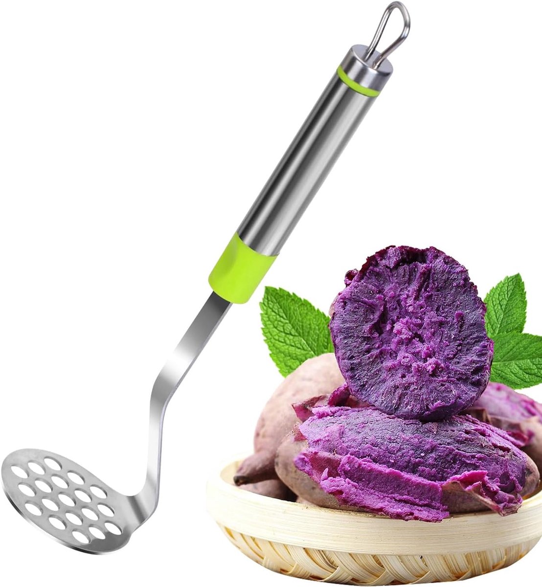 Aardappelstamper - Puree Gereedschap - Groenten Stampen - Antislip Handvat - 26x6cm - Groen