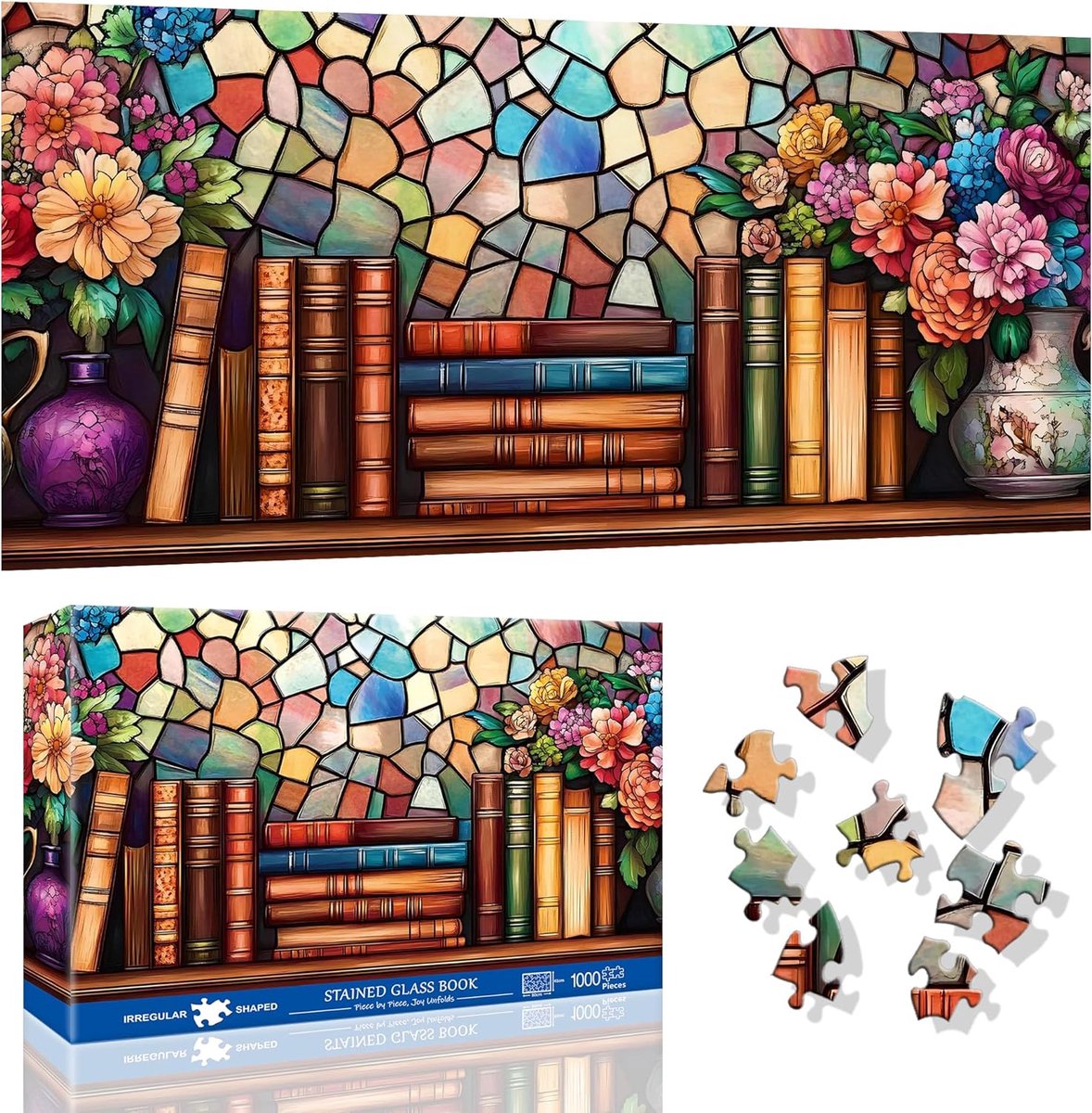 Boeken Legpuzzel - 1000 Stukjes - Ontspanning Thuis - HD Print Kwaliteit - 80x41 cm - Kleurrijk