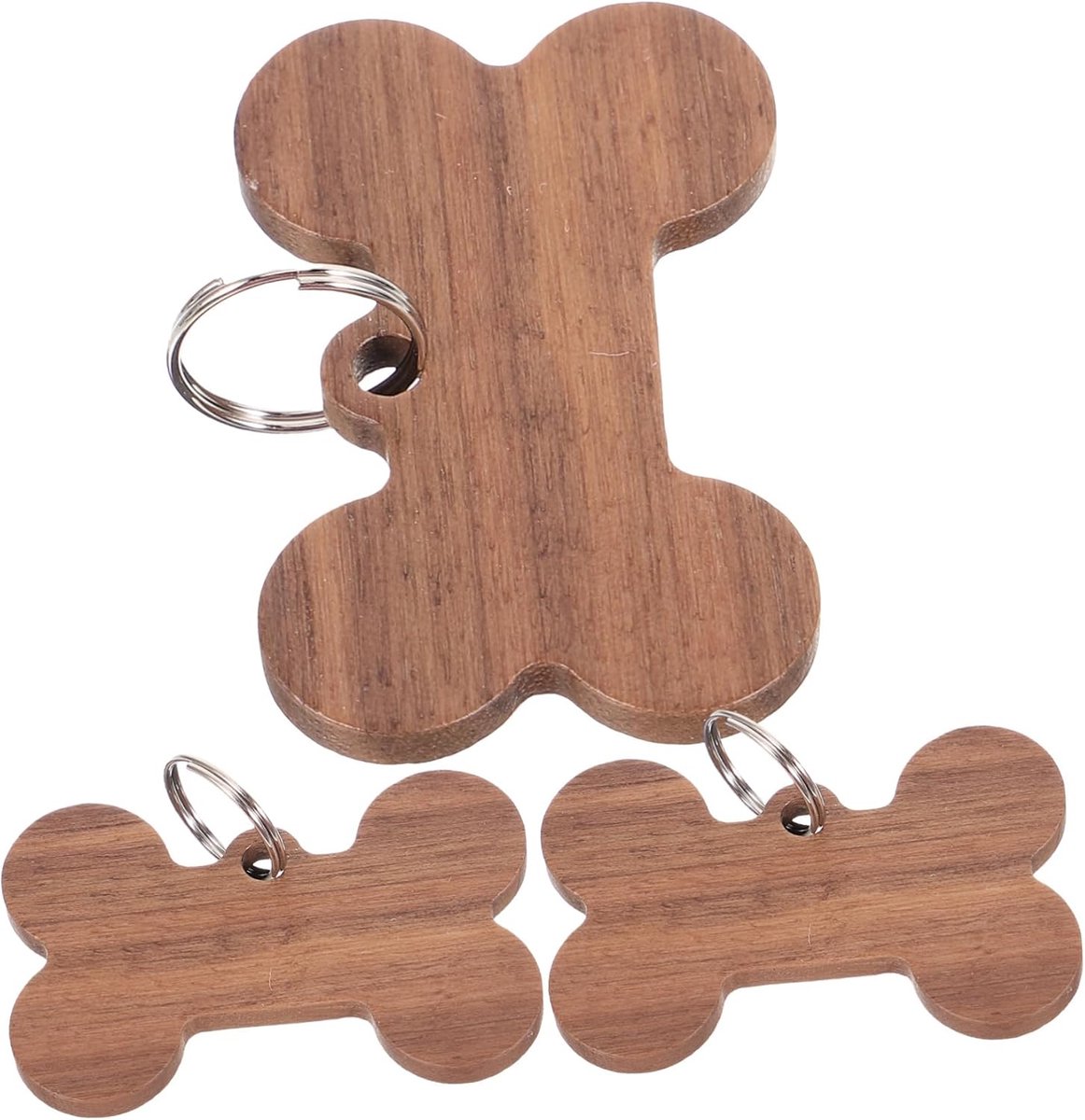 Houten Hondenpenningen - Huisdier ID - Huisdier Identificatie - Bot Vorm Ontwerp - 4x2.5x0.2 cm - Natuurlijk Hout