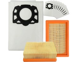2x Filter en 10x Stofzakken geschikt voor Karcher MV4, MV5, MV6, WD4, WD5, WD6 - Geschikt voor Karcher WD4000 t/m WD5999 (2.863-006.0) - Vervangingsonderdelen - Stofzuigerzakken