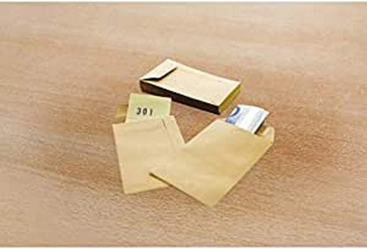 Loonzakjes - Enveloppen - Geld Opbergen - Rubberen Sluiting - 95x145 mm - Bruin