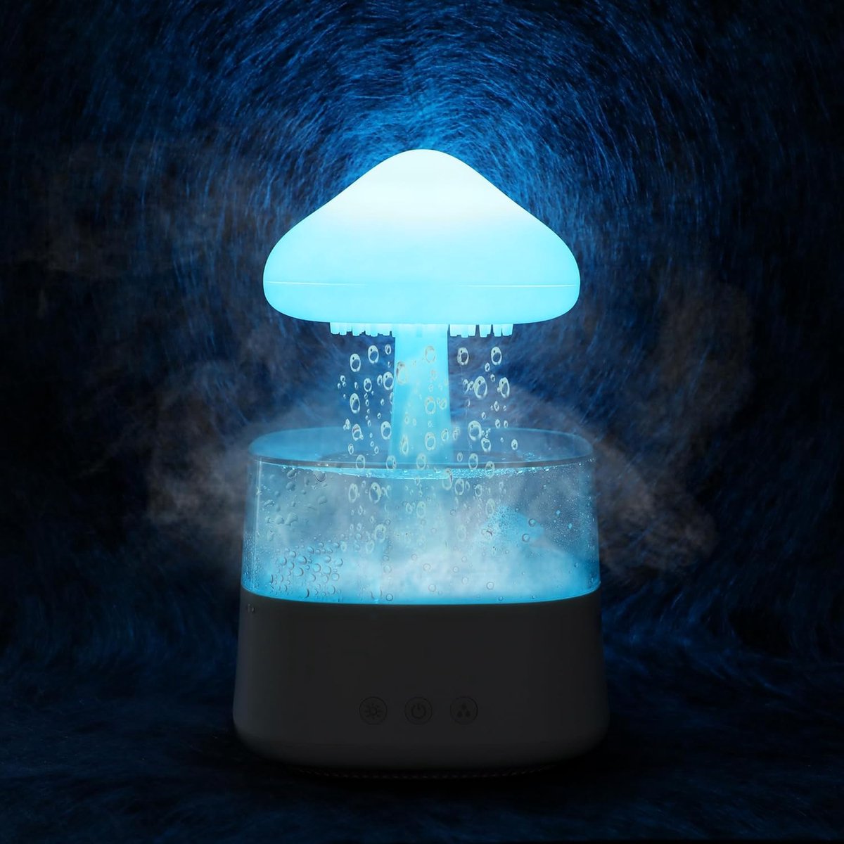 Luchtbevochtiger met Regen - Bureau Fontein - Ontspannende Sfeer - Verstelbare LED Verlichting - 16 x 16 x 26 cm