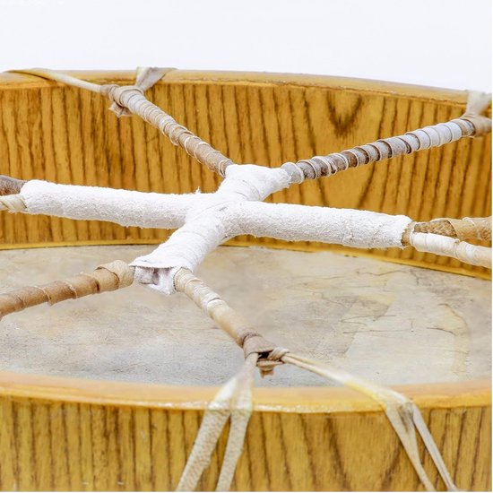 Shaman Drum - Frame Drum - Spirituele Muziek - Met Haren Geitenvel - 40 cm Diameter - Natuurlijk — afbeelding 2