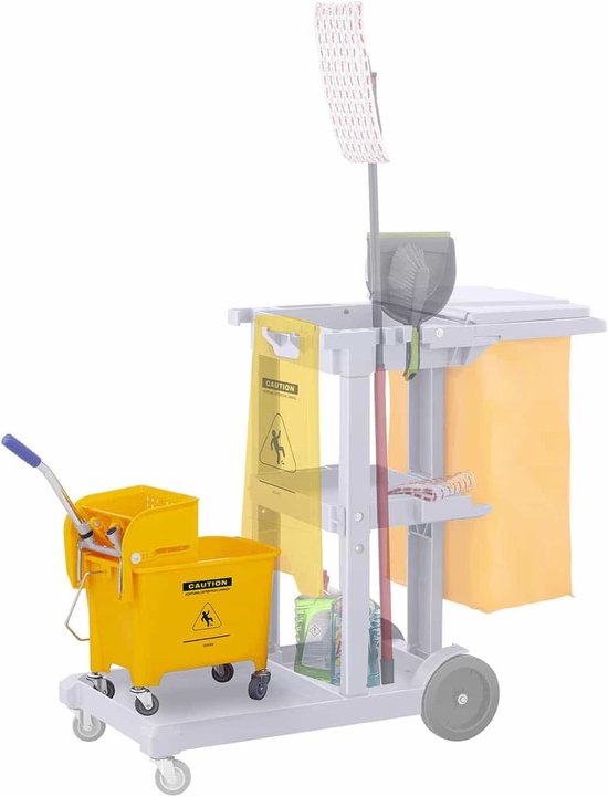 Poetswagen met pers - Reinigingskar - Vloeren reinigen - Hoge capaciteit - 20 Liter emmer - Geel — afbeelding 5