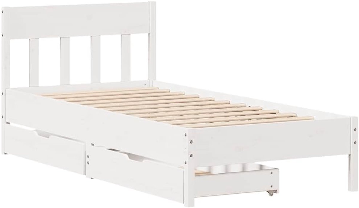 Bedframe met hoofdbord - Eenpersoonsbed Slaapmeubel - Rustige Nachtrust - Massief Grenenho