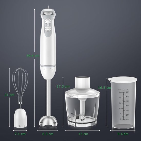 DnA® Staafmixer Set - Staafmixer Met Hakmolen - Hakmolen - Mixer Set - Wit - 18cm x 7cm x 39cm van Merkloos — afbeelding 2