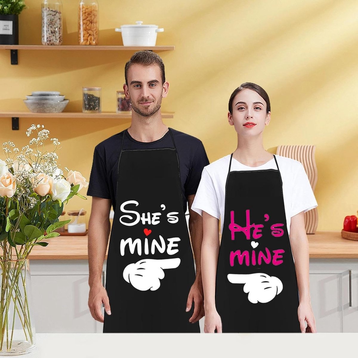 Kookschorten Set - Grappige Schorten - Samen Koken - Verstelbare Band - 80x60cm