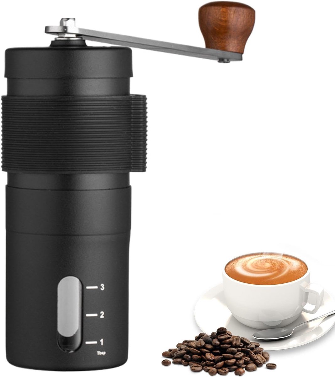 Handmatige Koffiemolen - Espresso Molen - Verse Koffie - Instelbare Maalgraad - 12.5 cm Hoog