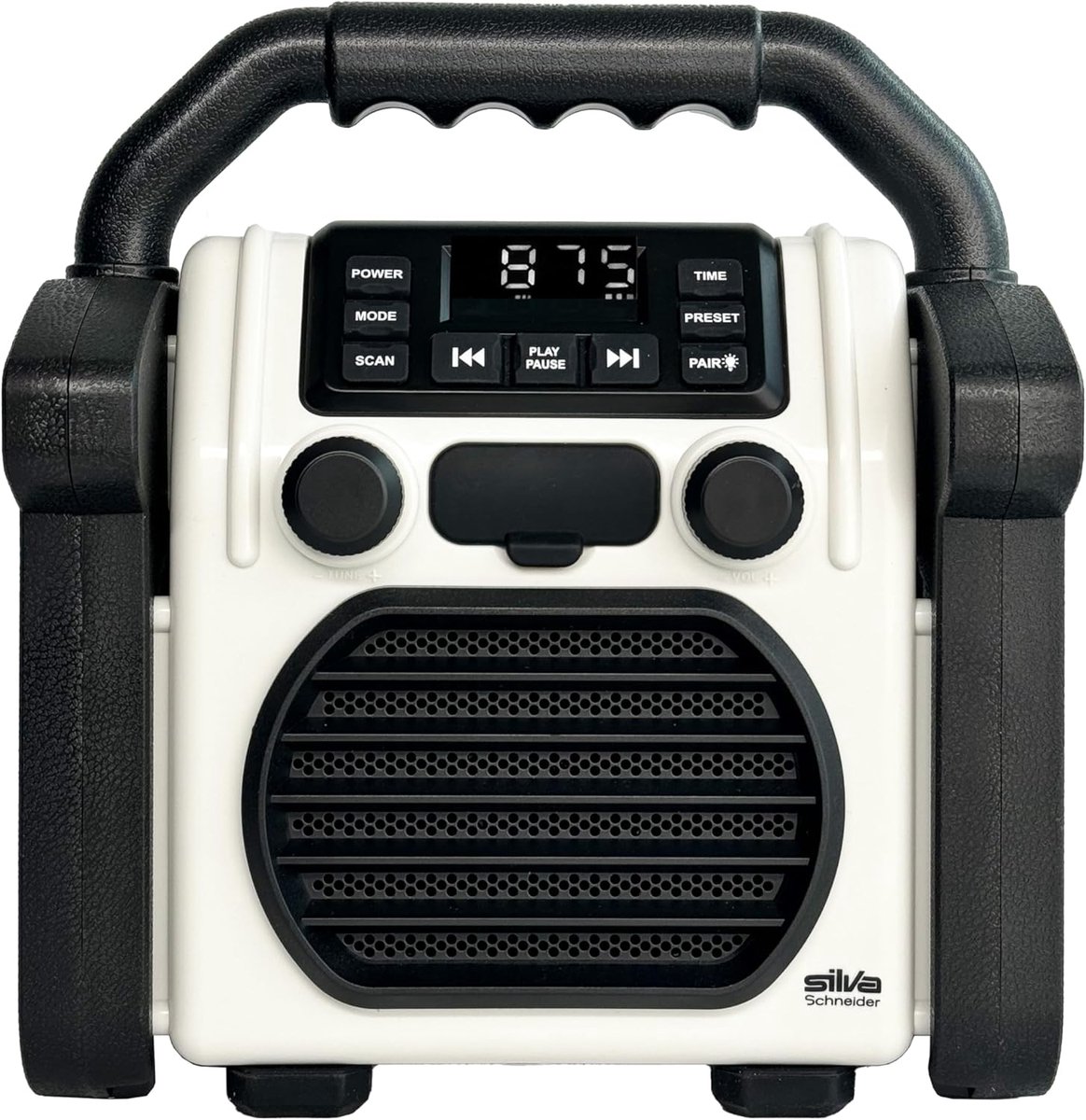 Bouwplaatsradio Bluetooth - Draagbare Radio - Muziek op Werk - IP55 Stofwaterdicht - 100 Watt - Neongeel Offwhite