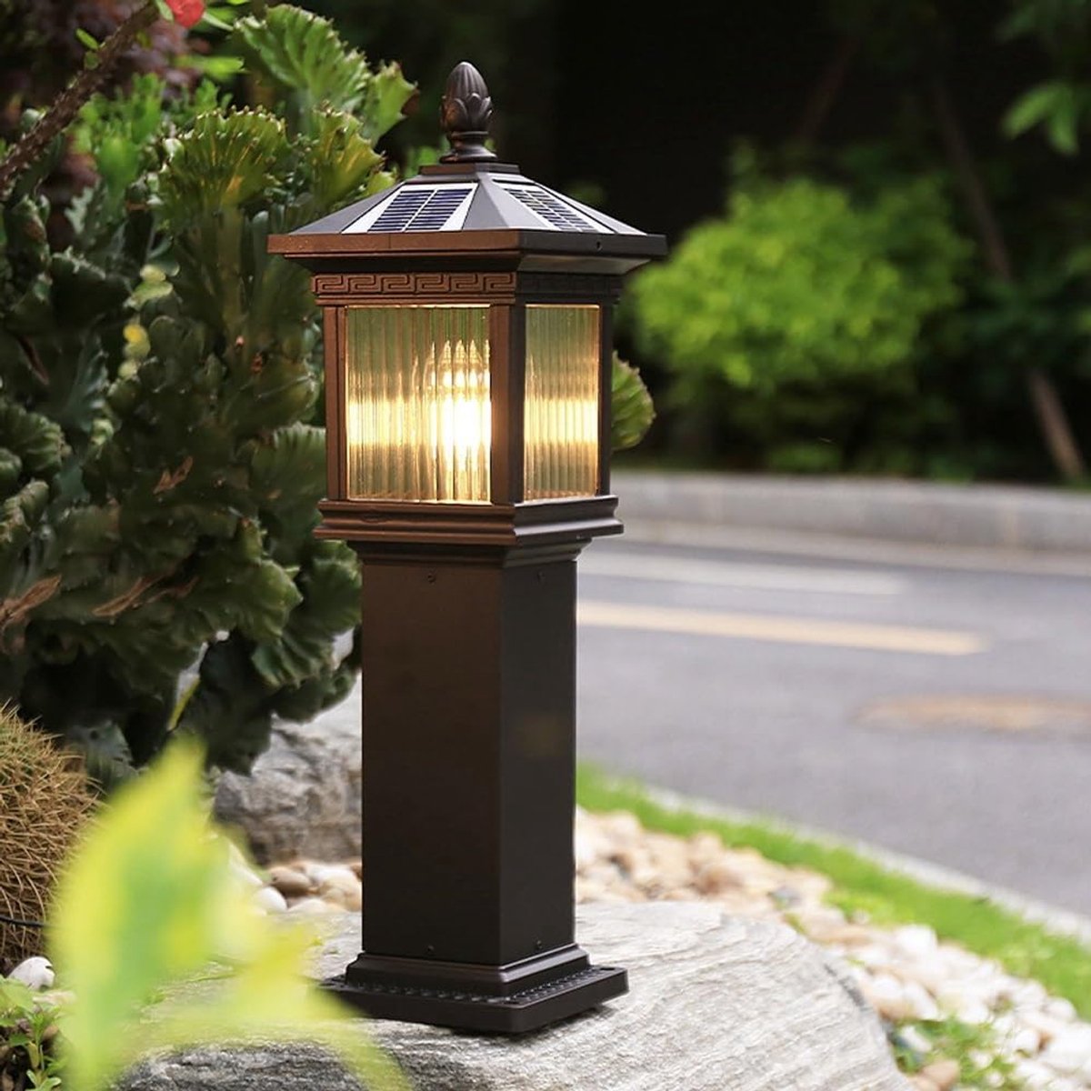 Paal Buitenlamp - Zonne-energie Verlichting - Tuin Pad - Dubbele Lichtkleur - Hoogte 80cm - Aluminium