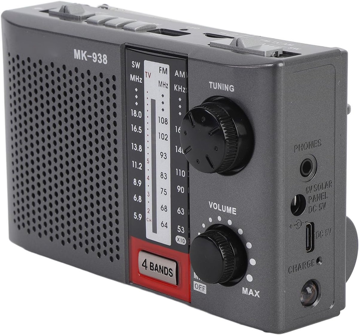 Draagbare Radio - AM FM SW - Ontspanning Thuis - Ingebouwde Zaklamp - 16 x 10 x 6 cm