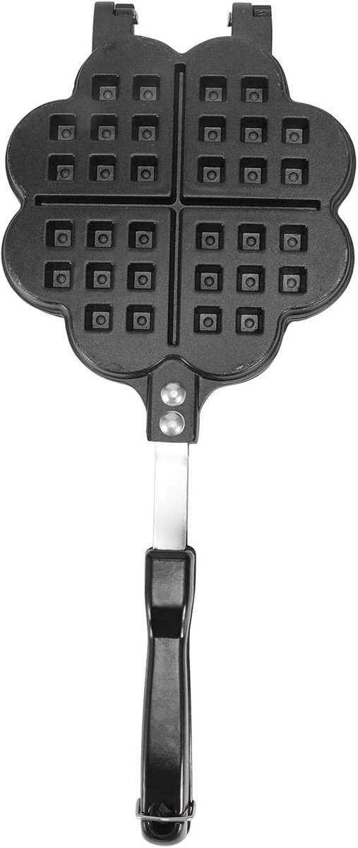 Wafelmaker - Wafelijzer - Gasfornuis Koken - Dubbelzijdig Ontwerp - 35x14x3 cm - Zwart