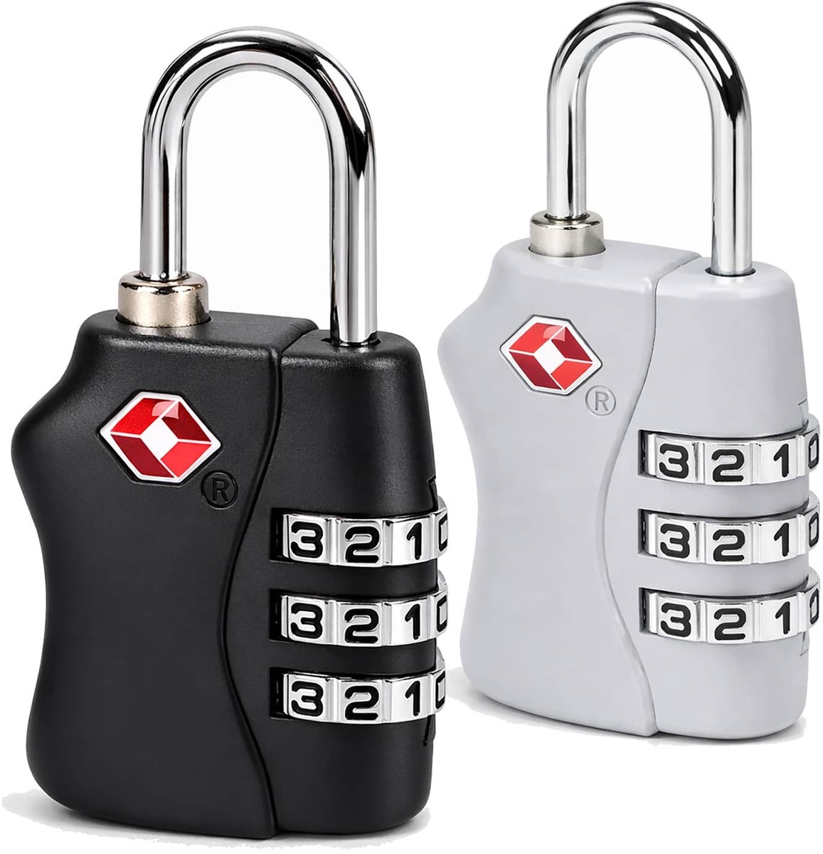 2x TSA Cijferslot – Bagage Slot met Code – Kofferslot – zwart/grijs