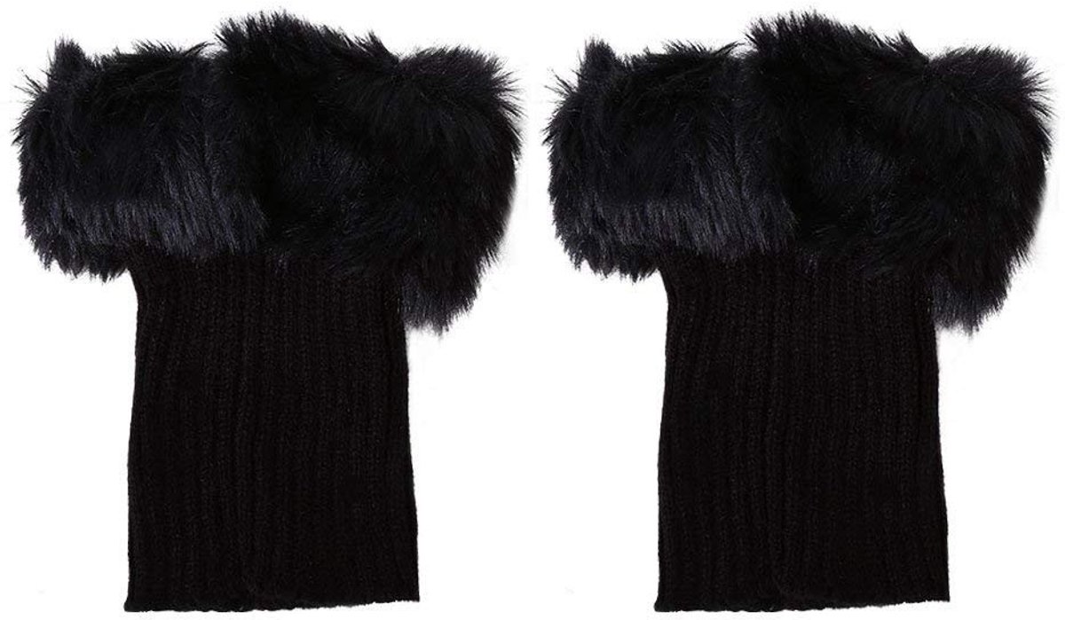 Allecto Boot Cuff Dameskleding Winter Zwart Faux Fur Warm Geschikt voor Vrouwen 17x14x Kort gebreid 4 Kleuren Set