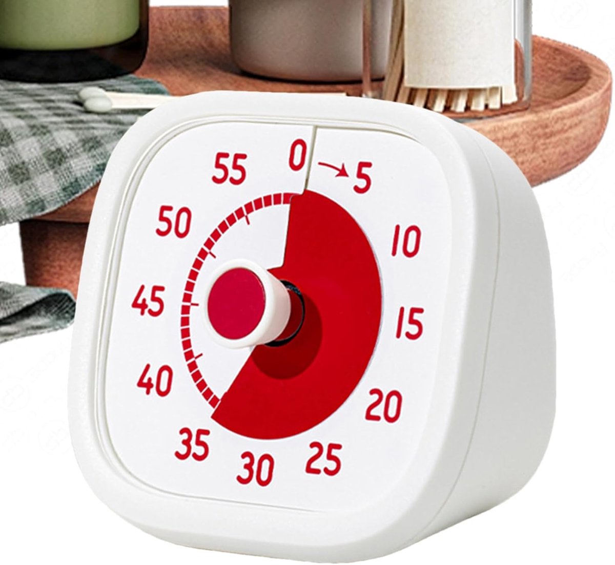 Visuele Timer - Stille Klok - Tijdmanagement Kinderen - Zonder Geluid - 11x6.5x11cm - Wit