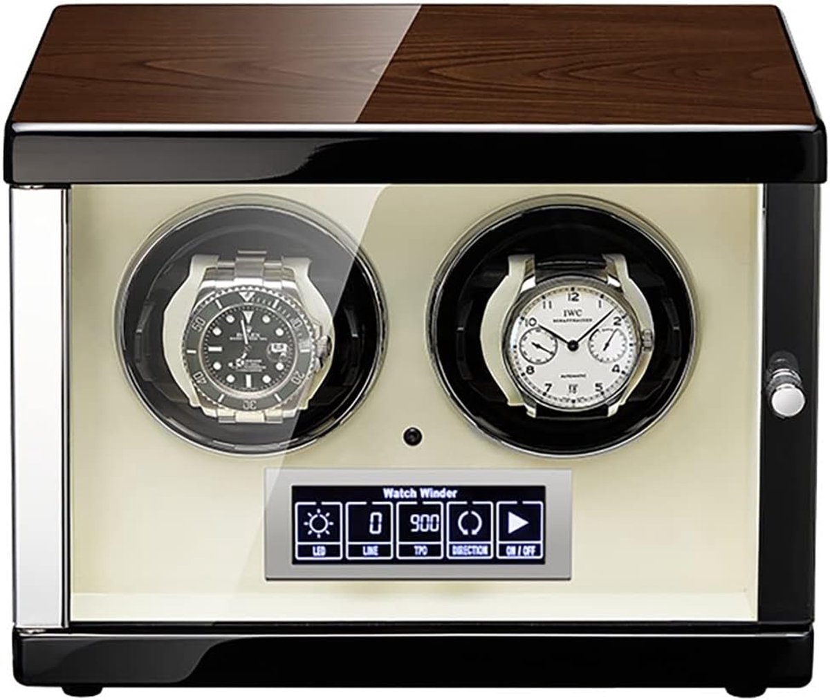 Luxe Horloge Winder - Automatische Opwinder - Horloges Opwinden - LCD Touch Bediening - 2+0 Opbergvakken - Zwart