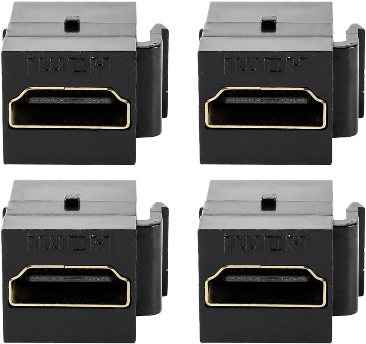 HDMI Keystone Koppeling - Video Adapter - Home Cinema - Vergulde Connectoren - 4 Stuks - Zwart