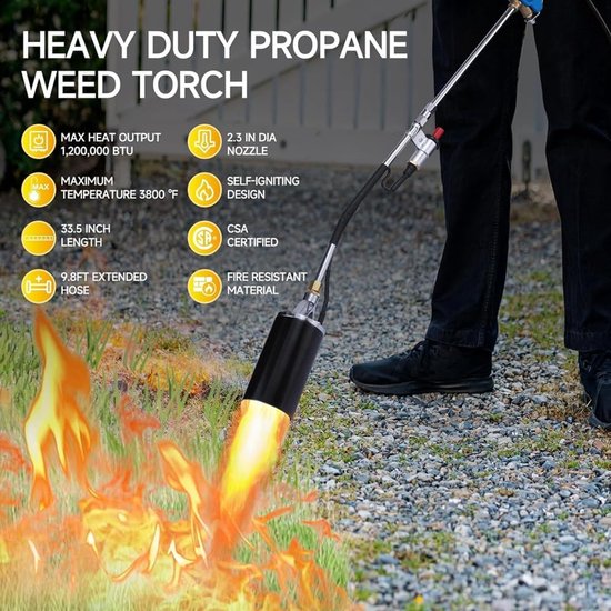 Onkruidbrander - Vlammenwerper Tool - Tuinonderhoud - Turbo Trigger Controle - 45x18x7 cm - Zilver Zwart van Merkloos	 — afbeelding 3