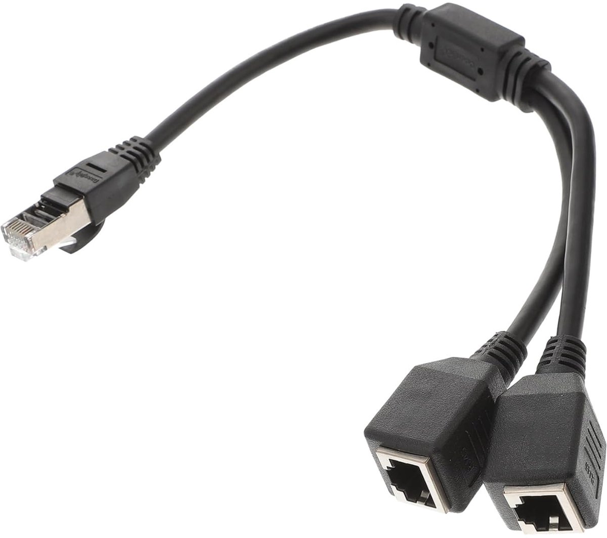 Netwerk Splitter Adapter - Lan Kabel Verlenging - Thuisgebruik Kantoor - Signaaltransmissie Ondersteuning - 24 x 4.5 x 2cm - Zwart