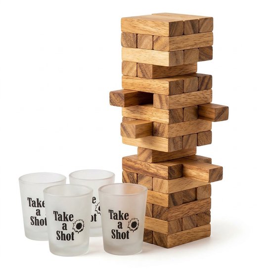 Lomera Dranktoren - Drinktoren - Drinkspel Toren - Drankspel Toren - Shot Toren Spel - Shotspel Toren - Toren Drankspel - Jenga Drankspel - Jenga Drinkspel - Drink Jenga - Drank Jenga - Stapeltoren Drankspel