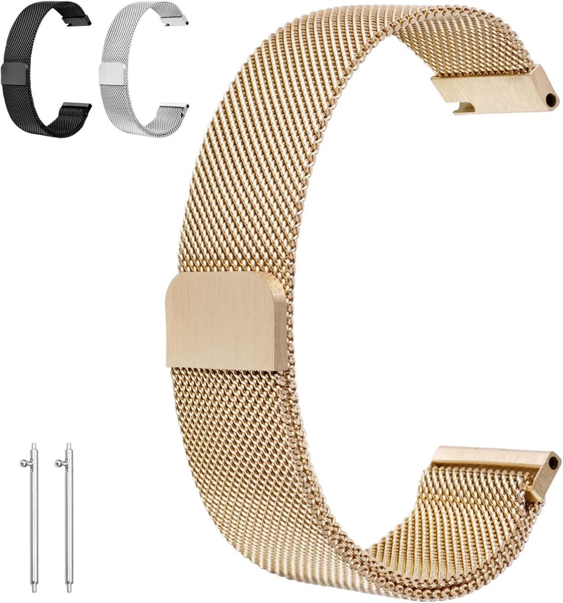 Mesh horlogebandje 20-22 mm - Verstelbaar en magnetische sluiting - Vervangende metalen band - Smarthorlogebandjes - Unisex - Stijlvol design