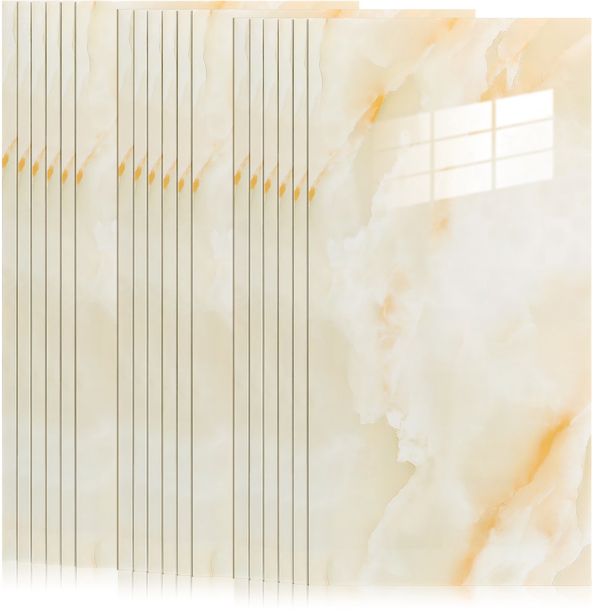 20 Stuks Zelfklevende Douche Muurstickers 30x60 cm - Waterdicht Marmer Print Tegelfolie voor Badkamer & Keuken | Moderne Tegelstickers,Yellowstone-patroon - G-stijl